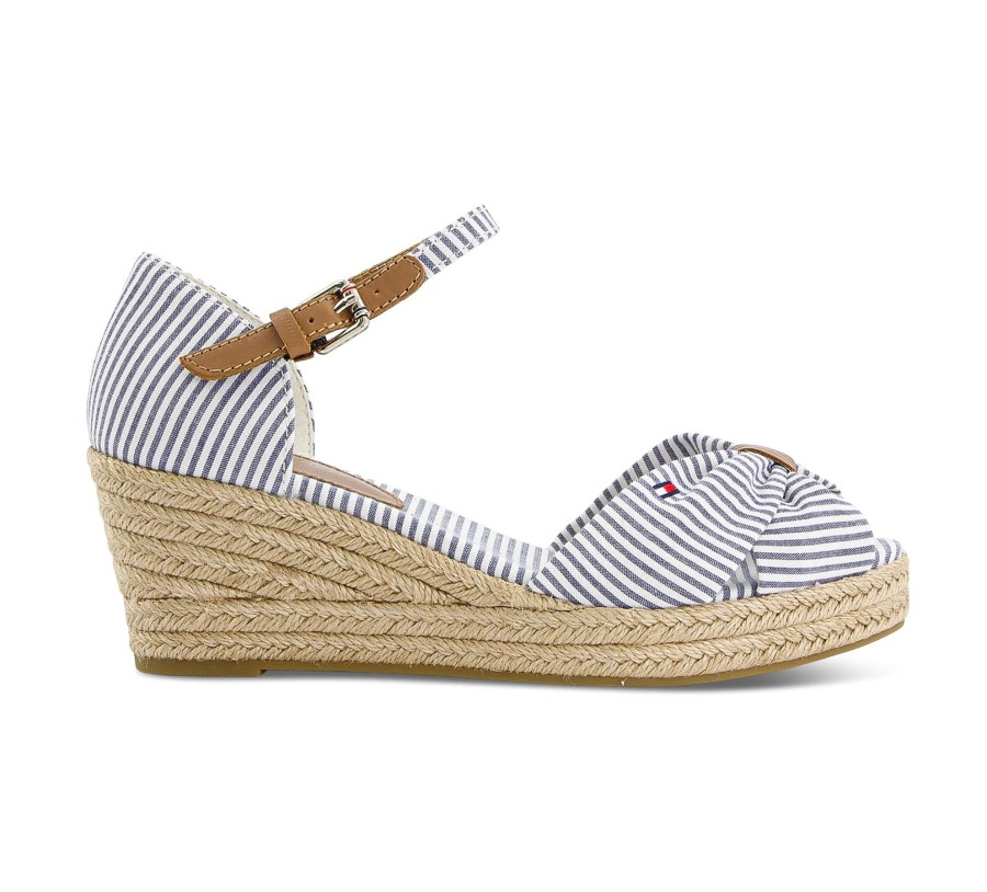 Damen Tommy Hilfiger Sandalen | High Wedge Seersucker - Riemchensandalen