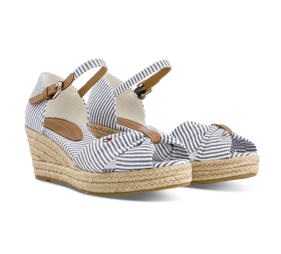 Damen Tommy Hilfiger Sandalen | High Wedge Seersucker - Riemchensandalen