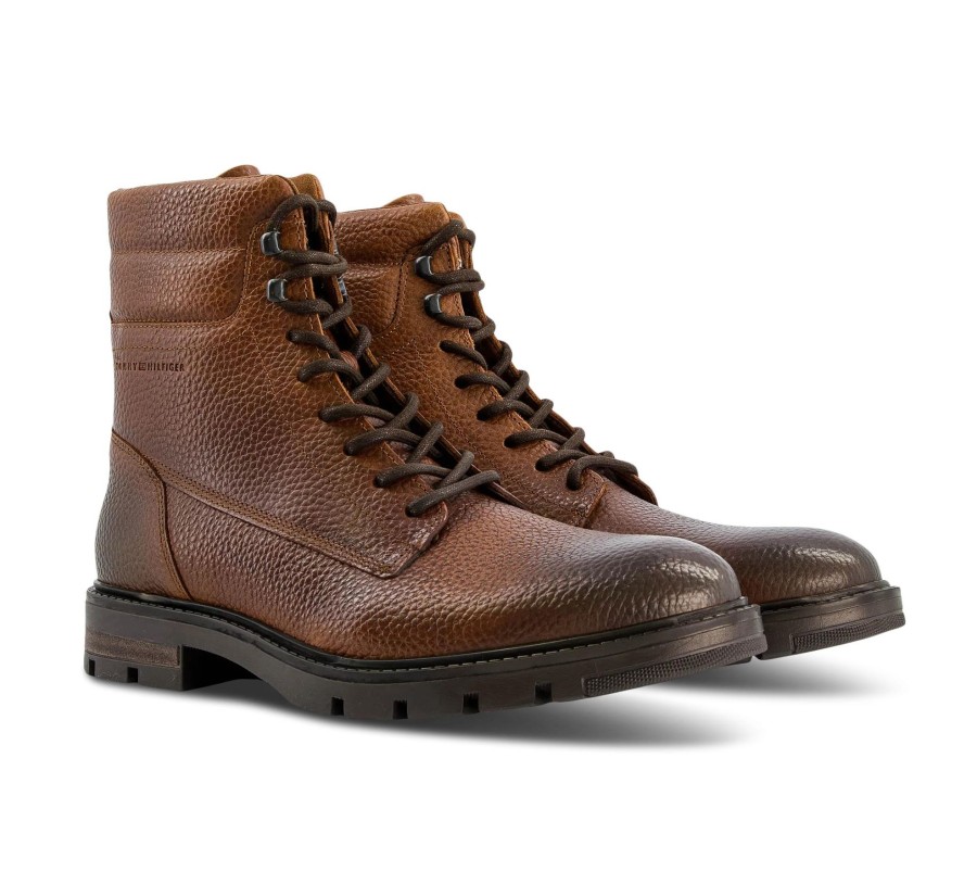 Herren Tommy Hilfiger Boots & Stiefel | Warm Padded Hilfiger Lth Boot - Schnu00Fcrstiefel Leder