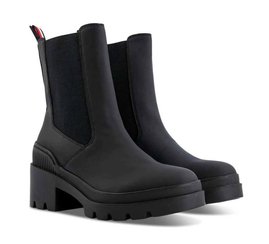 Damen Tommy Hilfiger Stiefel | Rubberized Mid Heel Boot - Gummistiefel Damen