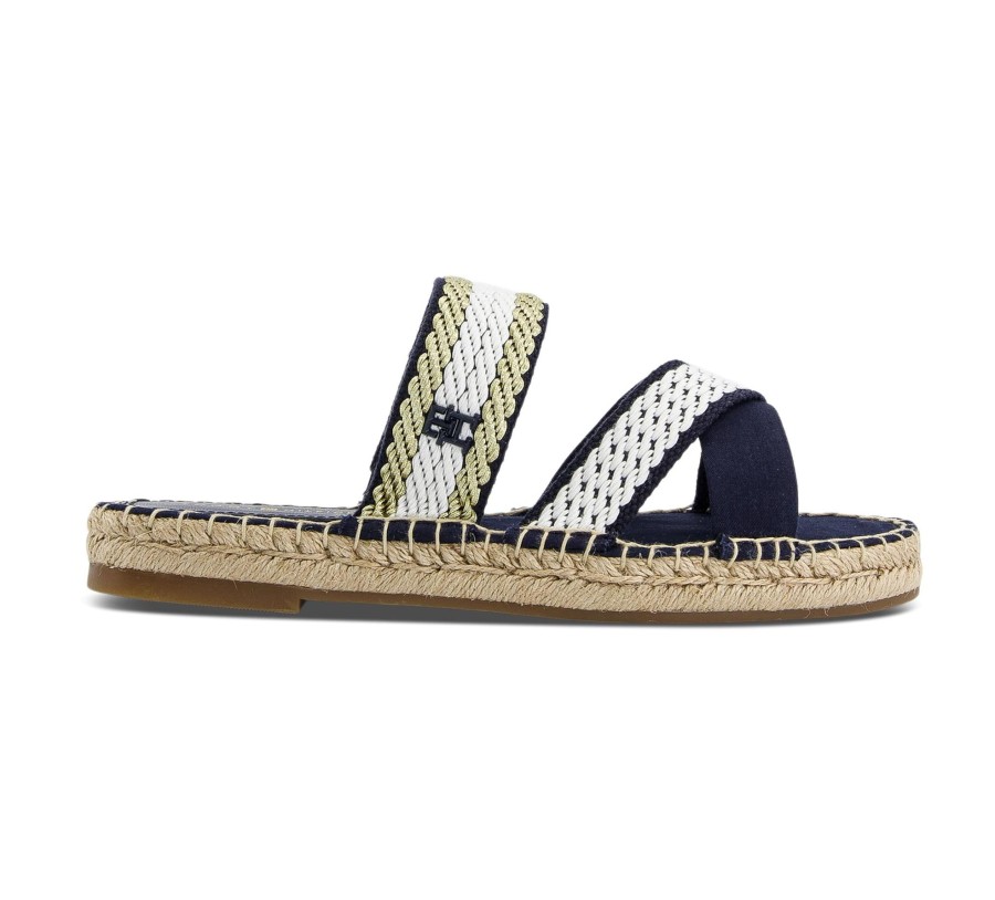 Damen Tommy Hilfiger Slides | Golden Webbing Sandal - Pantoletten