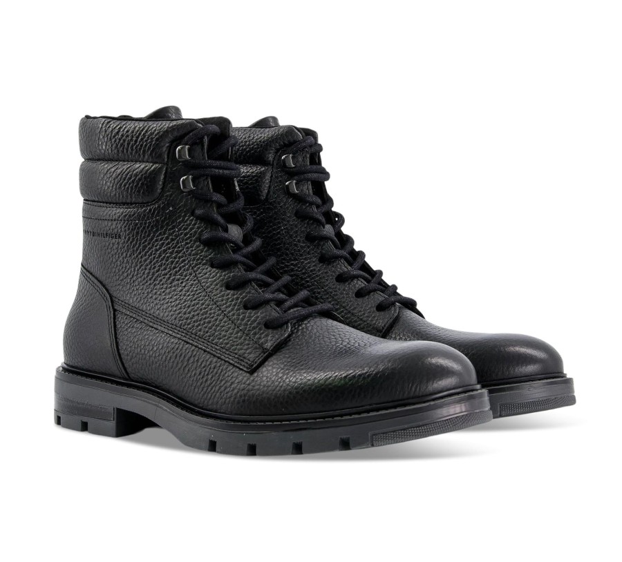 Herren Tommy Hilfiger Boots & Stiefel | Warm Padded Hilfiger Lth Boot - Schnu00Fcrstiefel Leder